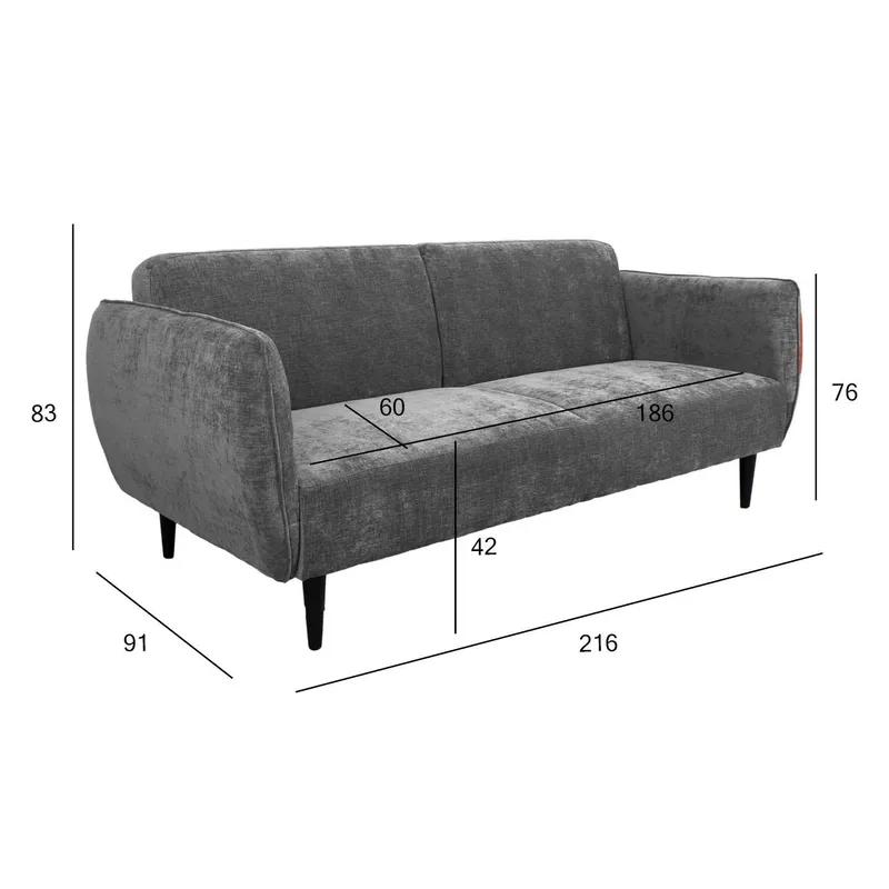 Sovesofa HOME4YOU Hermes 3-seter Grå - grå - Møbler - Sofaer - Sovesofaer