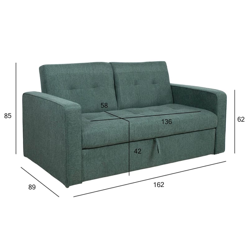 Sovesofa HOME4YOU Jorge 2-seter Grønn - grønn - Møbler - Sofaer - Sovesofaer