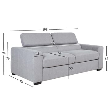 Sovesofa HOME4YOU Kingston 3-seter 198x96x76/94 cm Grå - grå - Møbler - Sofaer - Sovesofaer