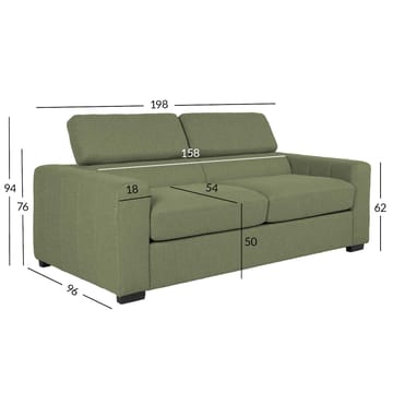 Sovesofa HOME4YOU Kingston 3-seter 198x96x76/94 cm Lysegrønn - lysegrønn - Møbler - Sofaer - Sovesofaer
