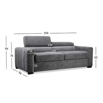 Sovesofa HOME4YOU Kingston 3-seter 198x96x76/94 cm Mørkegrå - mørkegrå - Møbler - Sofaer - Sovesofaer