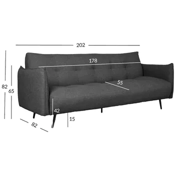 Sovesofa HOME4YOU Lander 3-seter Mørk grå - Mørk grå - Møbler - Sofaer - Sovesofaer