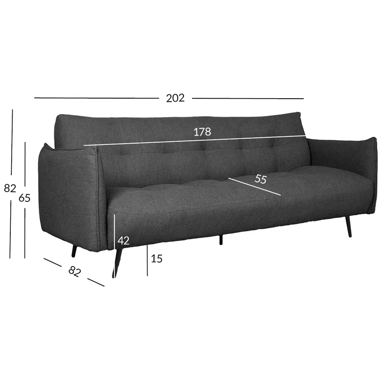 Sovesofa HOME4YOU Lander 3-seter Mørk grå - Mørk grå - Møbler - Sofaer - Sovesofaer