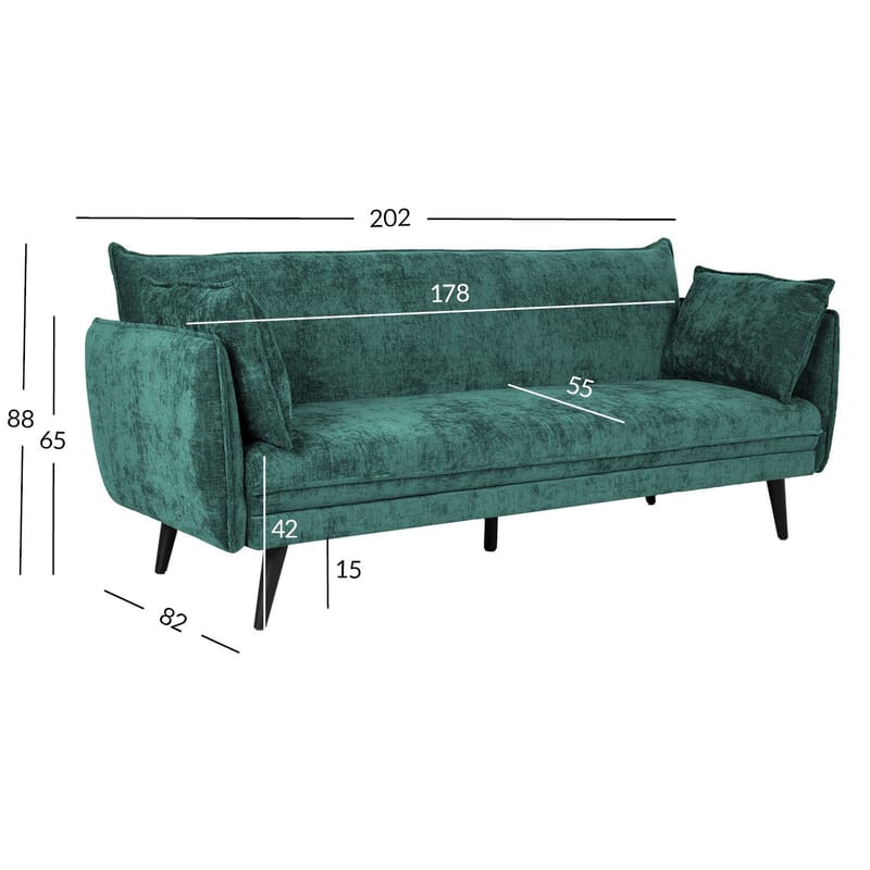 Sovesofa HOME4YOU Noella 3-seter Grønn - grønn - Møbler - Sofaer - Sovesofaer