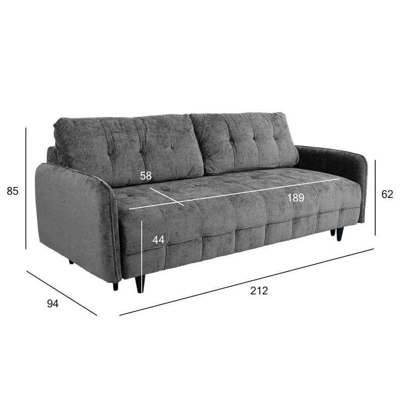 Sovesofa HOME4YOU Sarita 3-seter Grå - Grå - Møbler - Sofaer - Sovesofaer