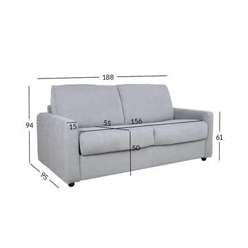 Sovesofa HOME4YOU Provo 2-seter Grå - grå - Møbler - Sofaer - Sovesofaer