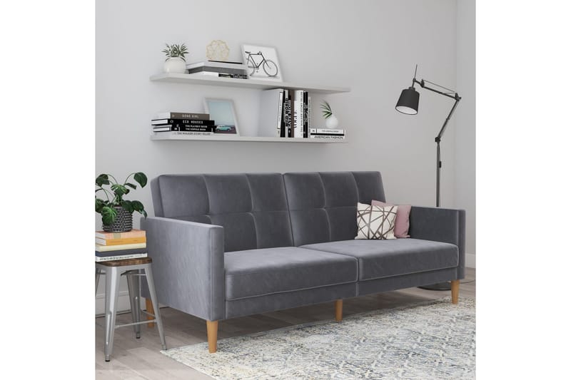 Sovesofa Lilly Antrasitt, Fløyel - Antrasitt, Fløyel - Møbler - Sofaer - Sovesofaer