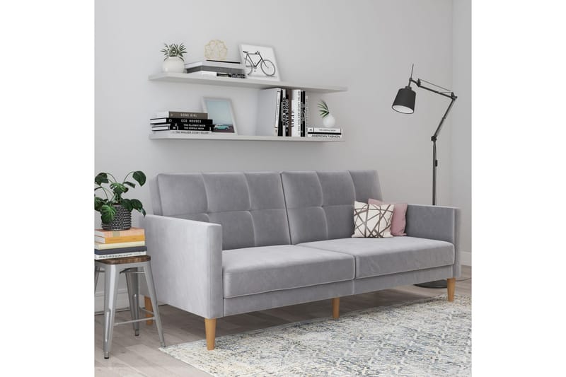 Sovesofa Lilly Lys grå, Fløyel - Lys grå, Fløyel - Møbler - Sofaer - Sovesofaer