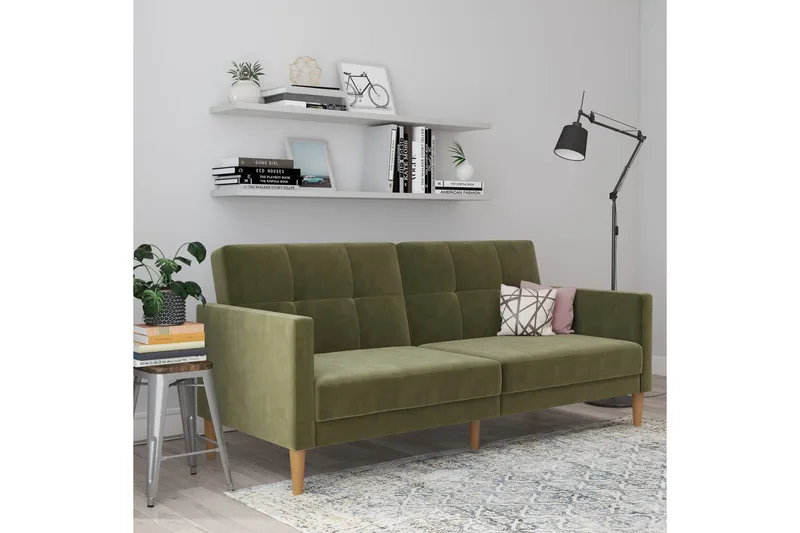Sovesofa Lilly Olivengrønn, Fløyel - Olivengrønn, Fløyel - Møbler - Sofaer - Sovesofaer