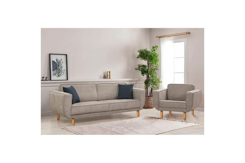 Sovesofa-sett Sudarus Annet Eik / Grå - Eik / Grå - Møbler - Sofaer - Sofagrupper