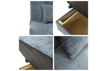 2-seter Foldbar Sovesofa med Oppbevaring i Stoff med Treramme - Lysegrå - Møbler - Sofaer - Sovesofaer