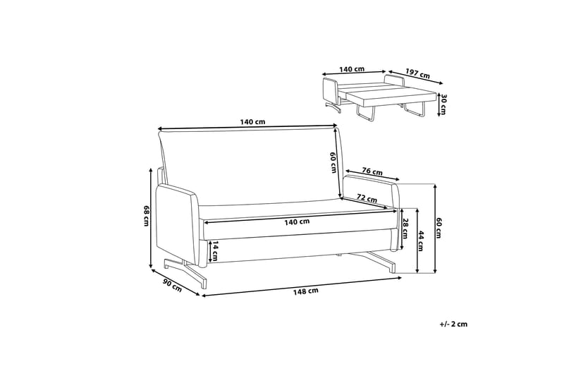 Belfast Sovesofa 148 cm - Rosa - Møbler - Sofaer - Sovesofaer - 2 seters sovesofa
