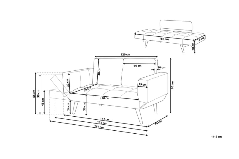 Brekke Sovesofa 150 cm - Grå - Møbler - Sofaer - Sovesofaer - 2 seters sovesofa