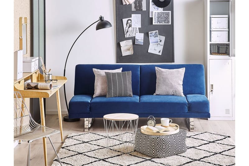 Selekk Sammenleggbar 2-seter Sovesofa 105x192 cm i Fløyel - Blå - Møbler - Sofaer - Sovesofaer - 2 seters sovesofa