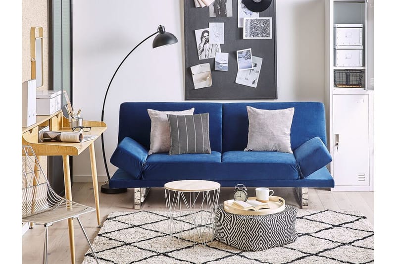 Selekk Sammenleggbar 2-seter Sovesofa 105x192 cm i Fløyel - Blå - Møbler - Sofaer - Sovesofaer - 2 seters sovesofa