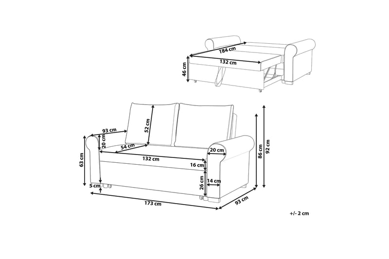 Silda 2-seters Sovesofa - Lysegrå - Møbler - Sofaer - Sovesofaer - 2 seters sovesofa