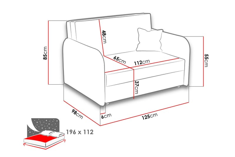 Viva Sovesofa - Svart - Sovesofaer - 2 seters sovesofa - Fløyel sofaer