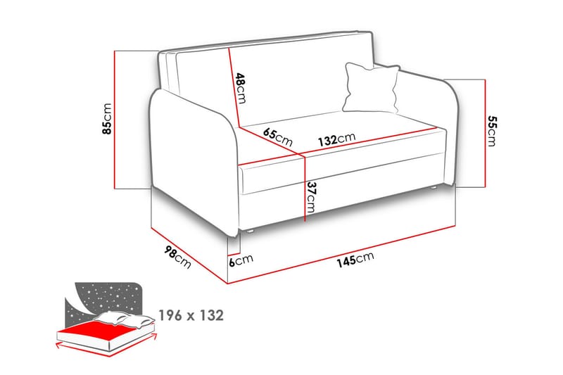 Viva Sovesofa - Svart/Blå - Sovesofaer - 2 seters sovesofa - Fløyel sofaer