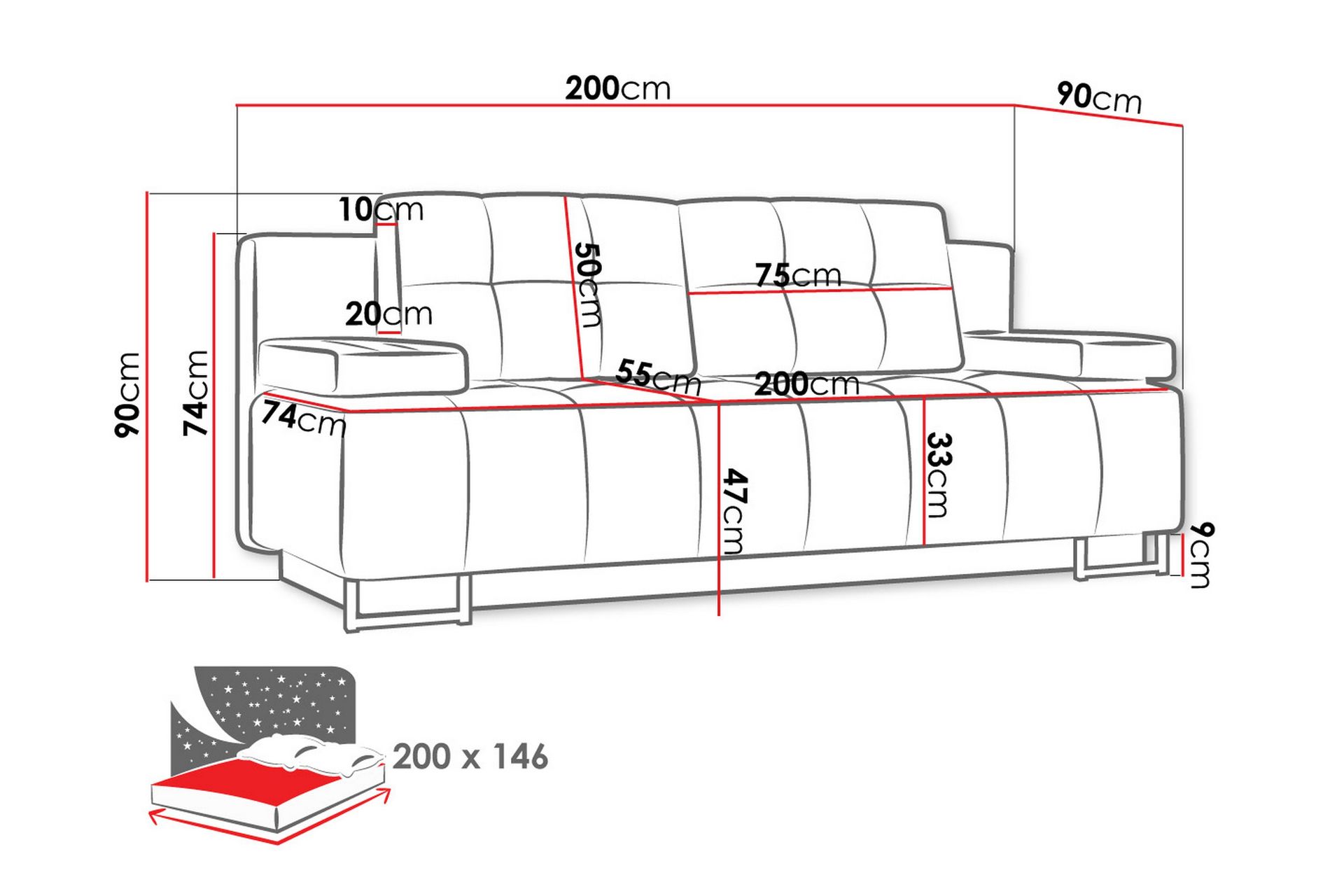 3-seter Sovesofa - Brun - Møbler - Sofaer - Sovesofaer