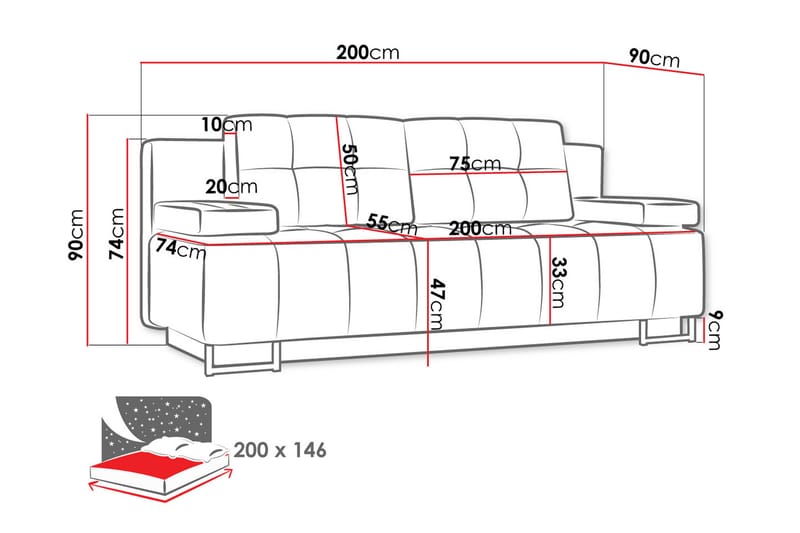 3-seter Sovesofa - Brun - Møbler - Sofaer - Sovesofaer