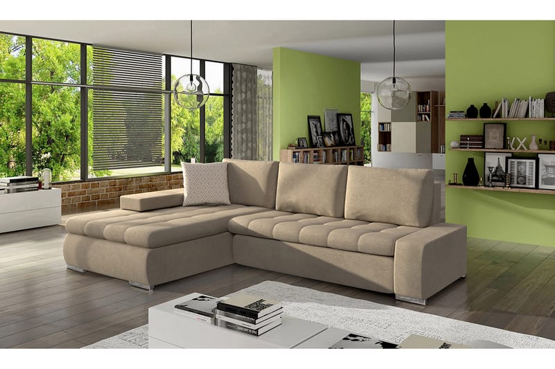 3-seters Hjørnesovesofa - Beige - Møbler - Sofaer - Sovesofaer