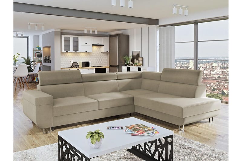 3-seters Hjørnesovesofa - Beige - Møbler - Sofaer - Sovesofaer