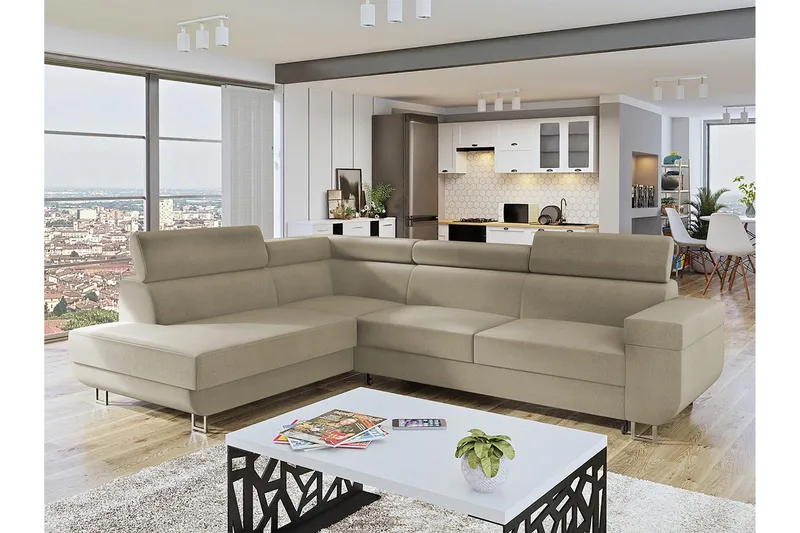 3-seters Hjørnesovesofa - Beige - Møbler - Sofaer - Sovesofaer