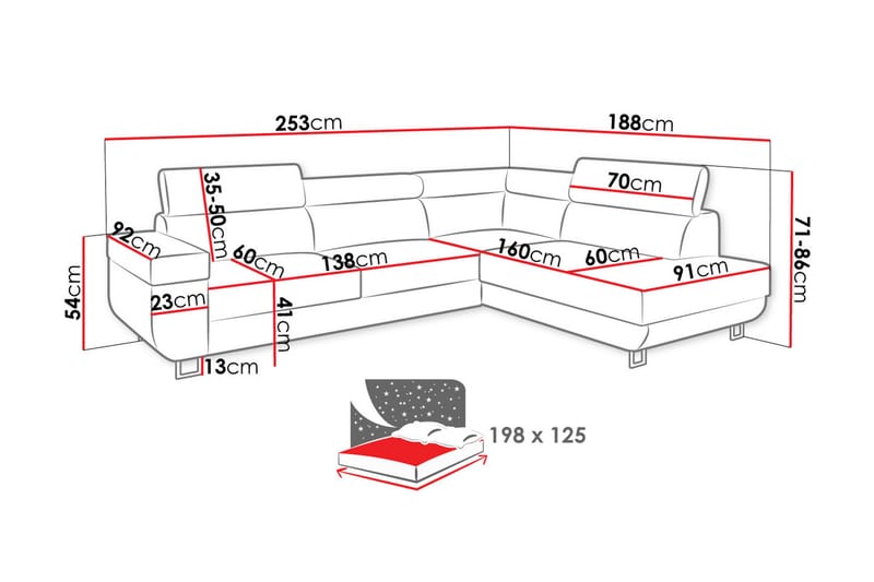 3-seters Hjørnesovesofa - Blå - Møbler - Sofaer - Sovesofaer
