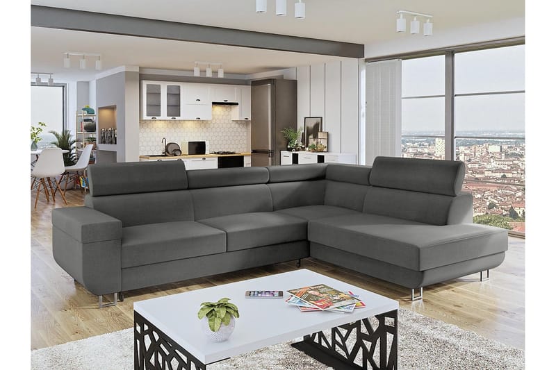 3-seters Hjørnesovesofa - Grå - Møbler - Sofaer - Sovesofaer