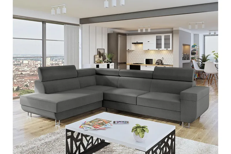 3-seters Hjørnesovesofa - Grå - Møbler - Sofaer - Sovesofaer