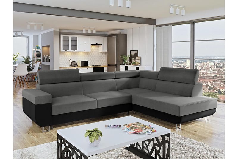 3-seters Hjørnesovesofa - Grå - Møbler - Sofaer - Sovesofaer