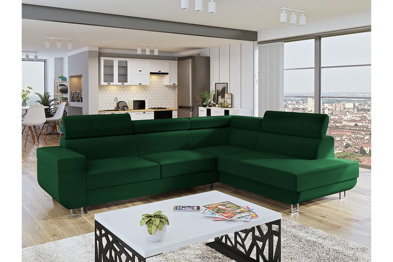 3-seters Hjørnesovesofa - Grønn - Møbler - Sofaer - Sovesofaer
