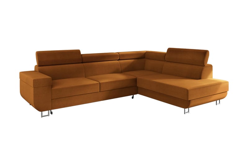 3-seters Hjørnesovesofa - Orange - Sovesofaer - Fløyel sofaer