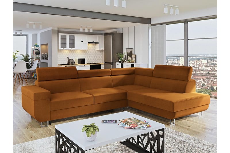 3-seters Hjørnesovesofa - Orange - Møbler - Sofaer - Sovesofaer