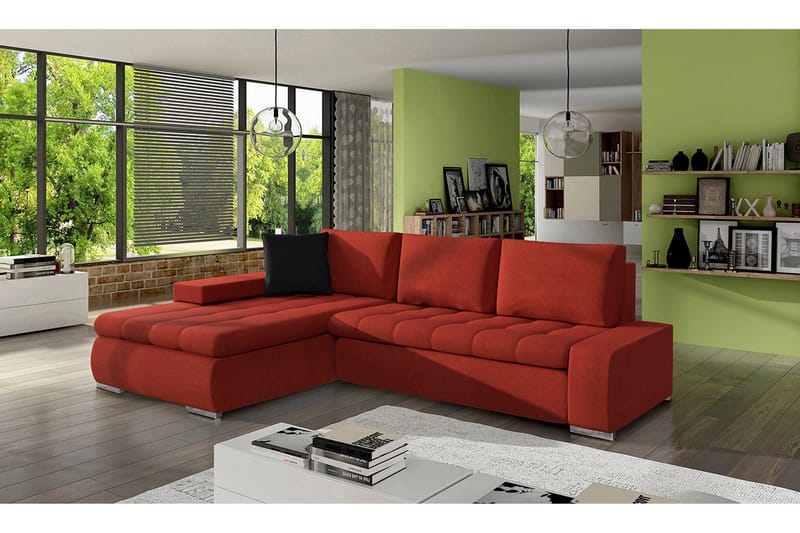 3-seters Hjørnesovesofa - Rød - Møbler - Sofaer - Sovesofaer