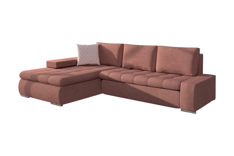 3-seters Hjørnesovesofa - Rosa - Sovesofaer - Hjørnesovesofa - Fløyel sofaer