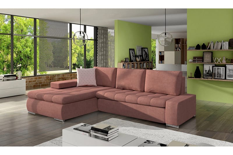 3-seters Hjørnesovesofa - Rosa - Møbler - Sofaer - Sovesofaer