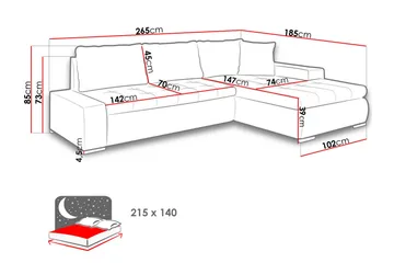 3-seters Hjørnesovesofa - Rosa - Møbler - Sofaer - Sovesofaer