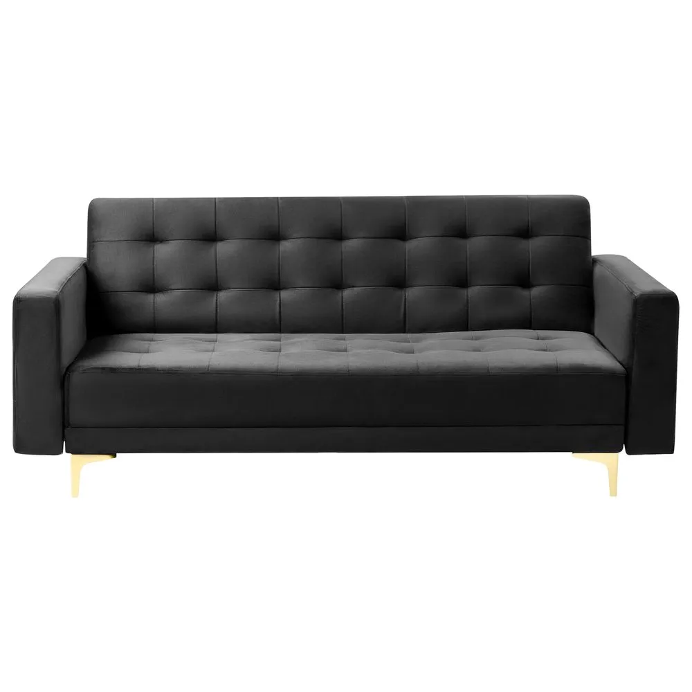 3-seters sofa Aberdeen - Svart, Gull/Fløyel