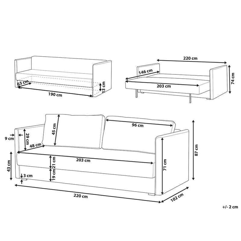3-seters sofa Eksjo - Gul - Møbler - Sofaer - Sovesofaer