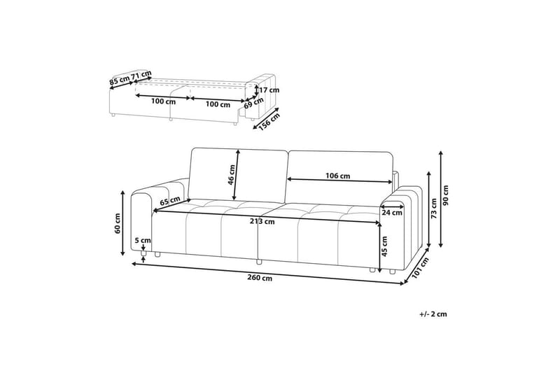 3-seters sofa Innvik - Brun, 213x156 cm - Møbler - Sofaer - Sovesofaer