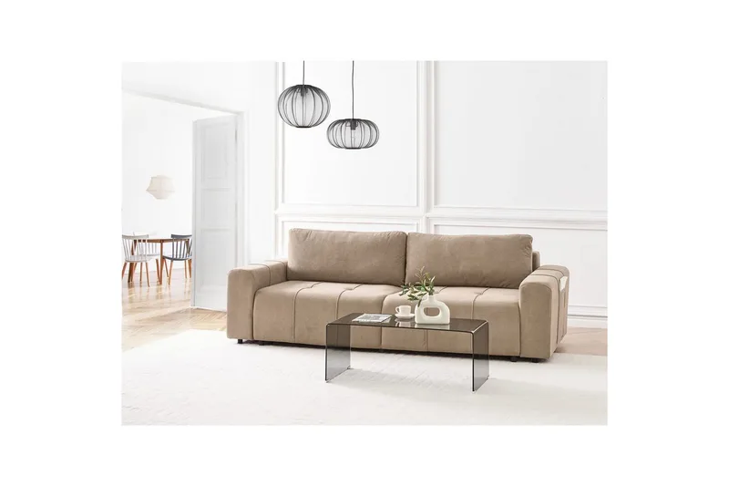 3-seters sofa Innvik - Brun, 213x156 cm - Møbler - Sofaer - Sovesofaer