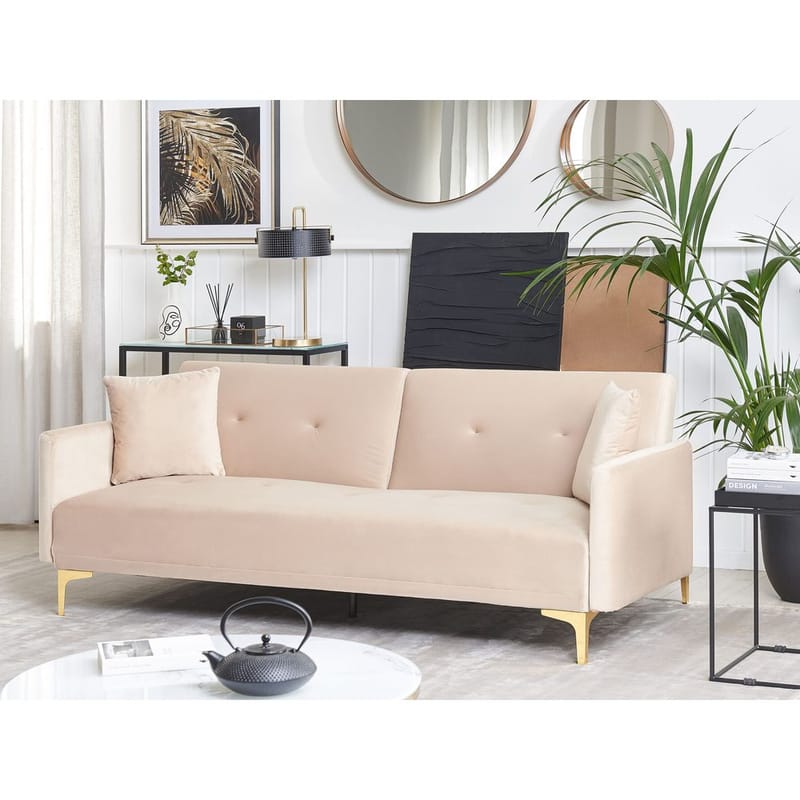 3-seters sofa Lucan - Beige, gull - Møbler - Sofaer - Sovesofaer