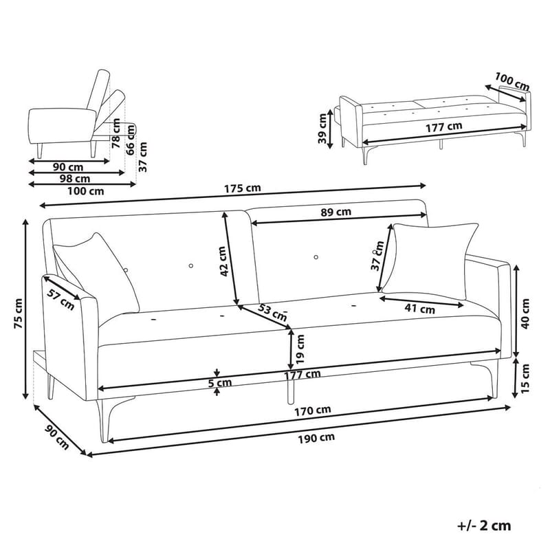 3-seters sofa Lucan - Beige, gull - Møbler - Sofaer - Sovesofaer