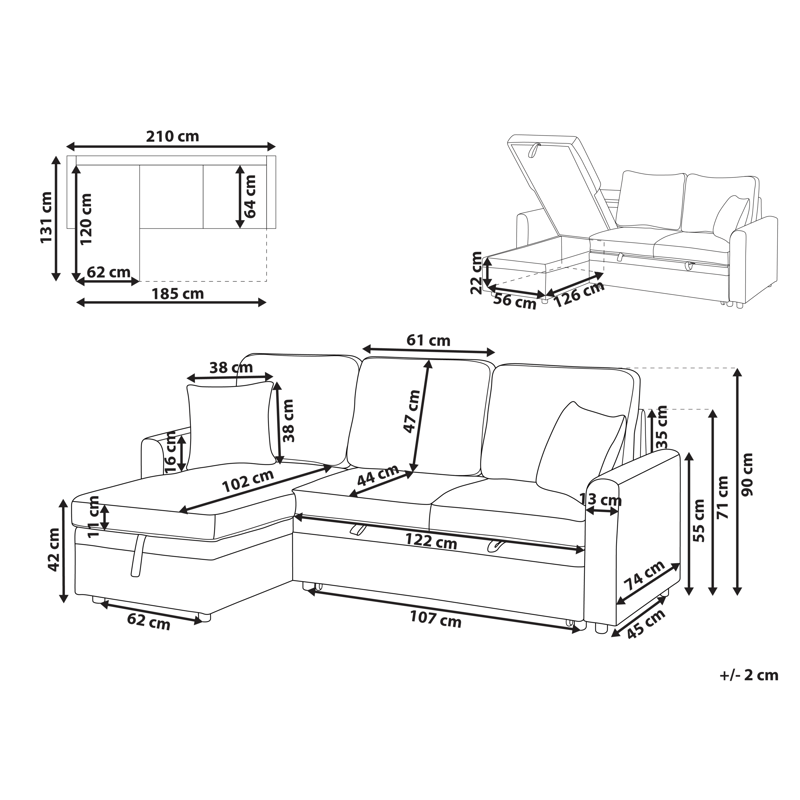 3-seters sofa Nassjo høyrevendt - Lys brun - Møbler - Sofaer - Sovesofaer