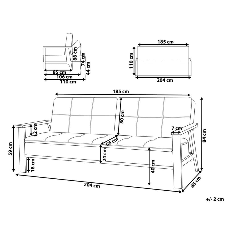 3-seters sofa Tjorn - Mørk grå, lyst tre - Møbler - Sofaer - Sovesofaer