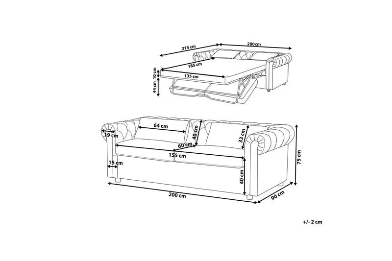 Amiens Sovesofa - Svart - Møbler - Sofaer - Sovesofaer - 3 seters sovesofa