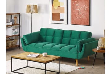 Asaby 3-seter Rektangulær Sovesofa 107x185 cm i Fløyel - Grønn - Møbler - Sofaer - Sovesofaer - 3 seters sovesofa