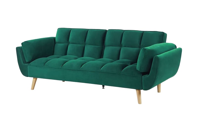 Asaby 3-seter Rektangulær Sovesofa 107x185 cm i Fløyel - Grønn - Møbler - Sofaer - Sovesofaer - 3 seters sovesofa