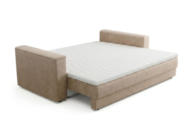 Bergen Ekstra dyp 3-seters sovesofa med overmadrass i polyeterskum og vaskbart trekk - Beige - Møbler - Sofaer - Sovesofaer - 3 seters sovesofa